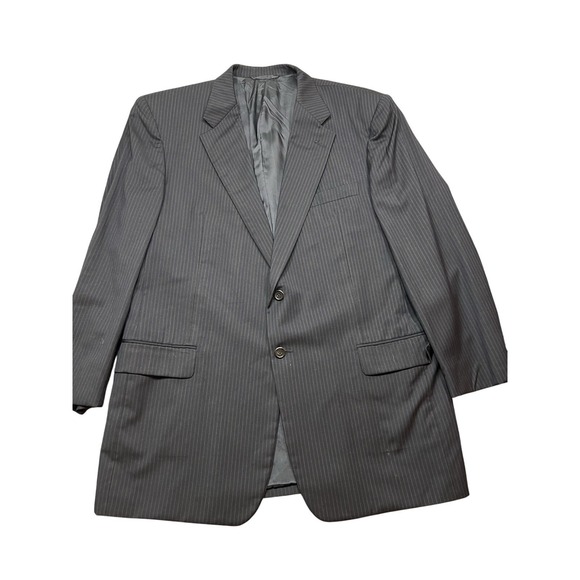 Hickey Freeman Nordstrom Mens‎ Jacket Coat Suit 46 Oakbrook Blue Pinstriped Wool - Picture 4 of 11